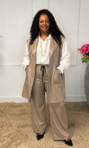 Leather look broek met steekzakken Yuna
