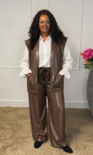 Gilet leather look met zakken Feline