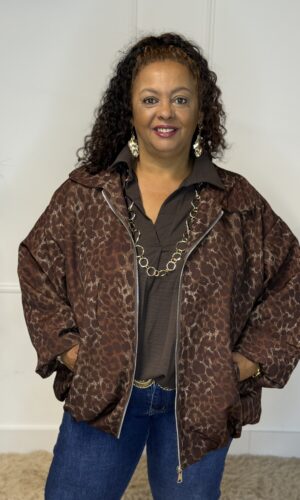 Bomber jasje panter print Bente