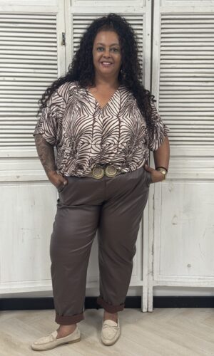 Jog broek leatherlook Fenna