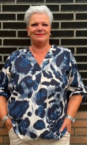 Top met v-hals & ballonmouw met print Diana