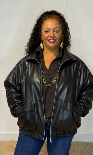 Leather look bomber jasje Boaz