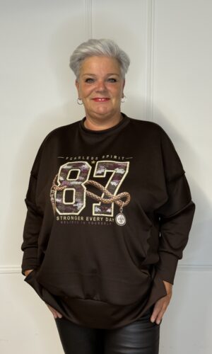 Oversized sweater met opdruk Boukje