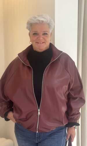 Leather look bomber jasje Irma