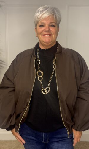 Gevoerd bomber jasje met panter streep Nola