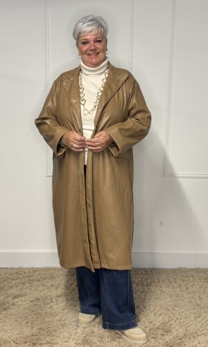 Lange trenchcoat met knoop Chantal