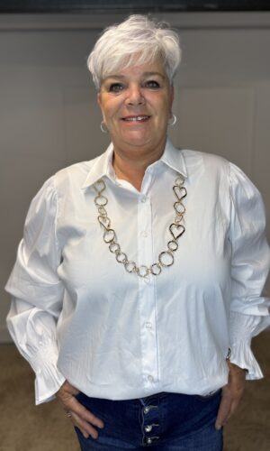 Katoenen blouse met trompetmouw Vera